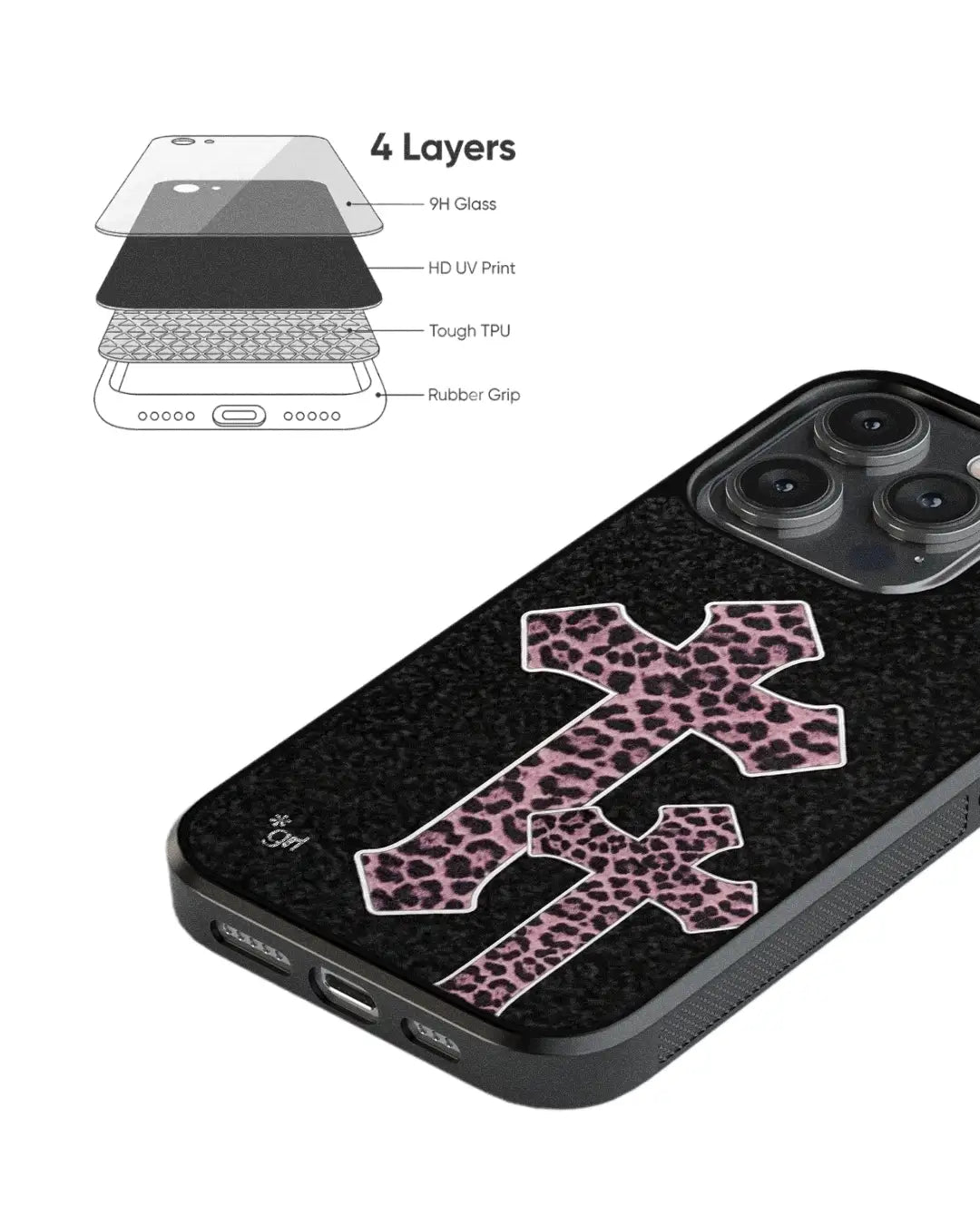 CRUCIFY Pink 3 BLACK GLASS