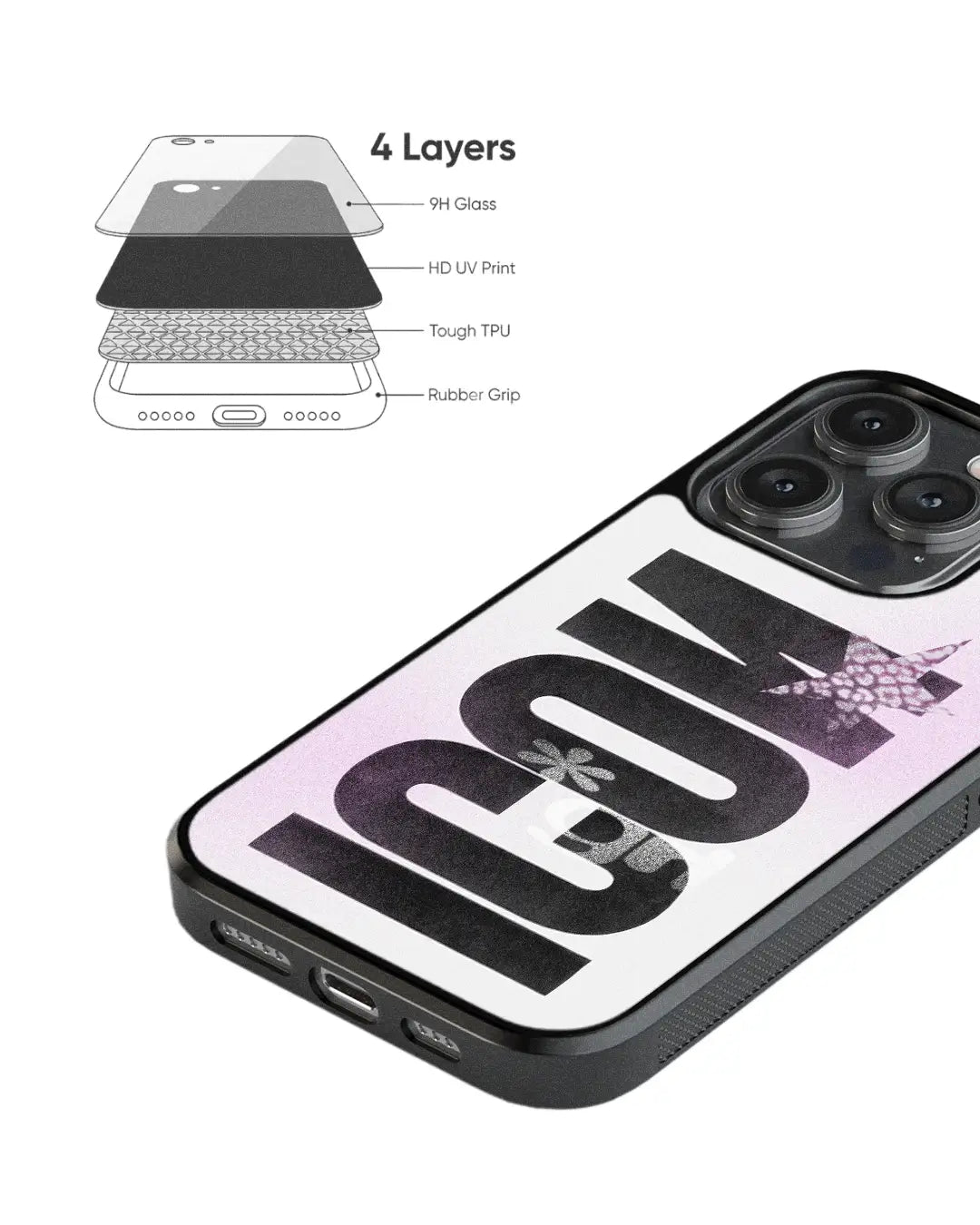 #ICON Pink 3 BLACK GLASS